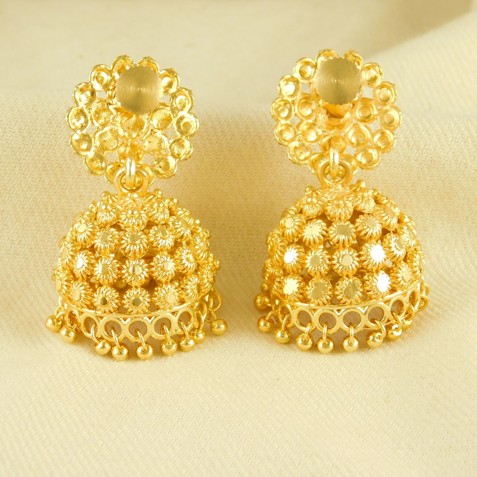 Gold And Silver Plated Indian Jhumka Earrings - Long Tassel Dangle With Crystal Gems