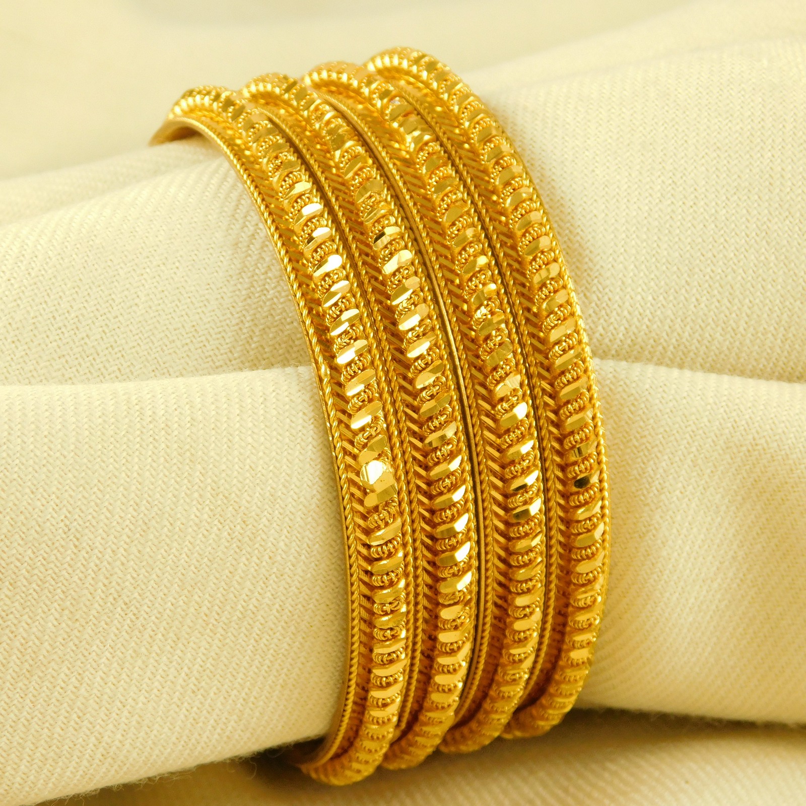 22K Gold Plated Bangle Women 4PCs Bracelets Bollywood Ethnic Fashion ...